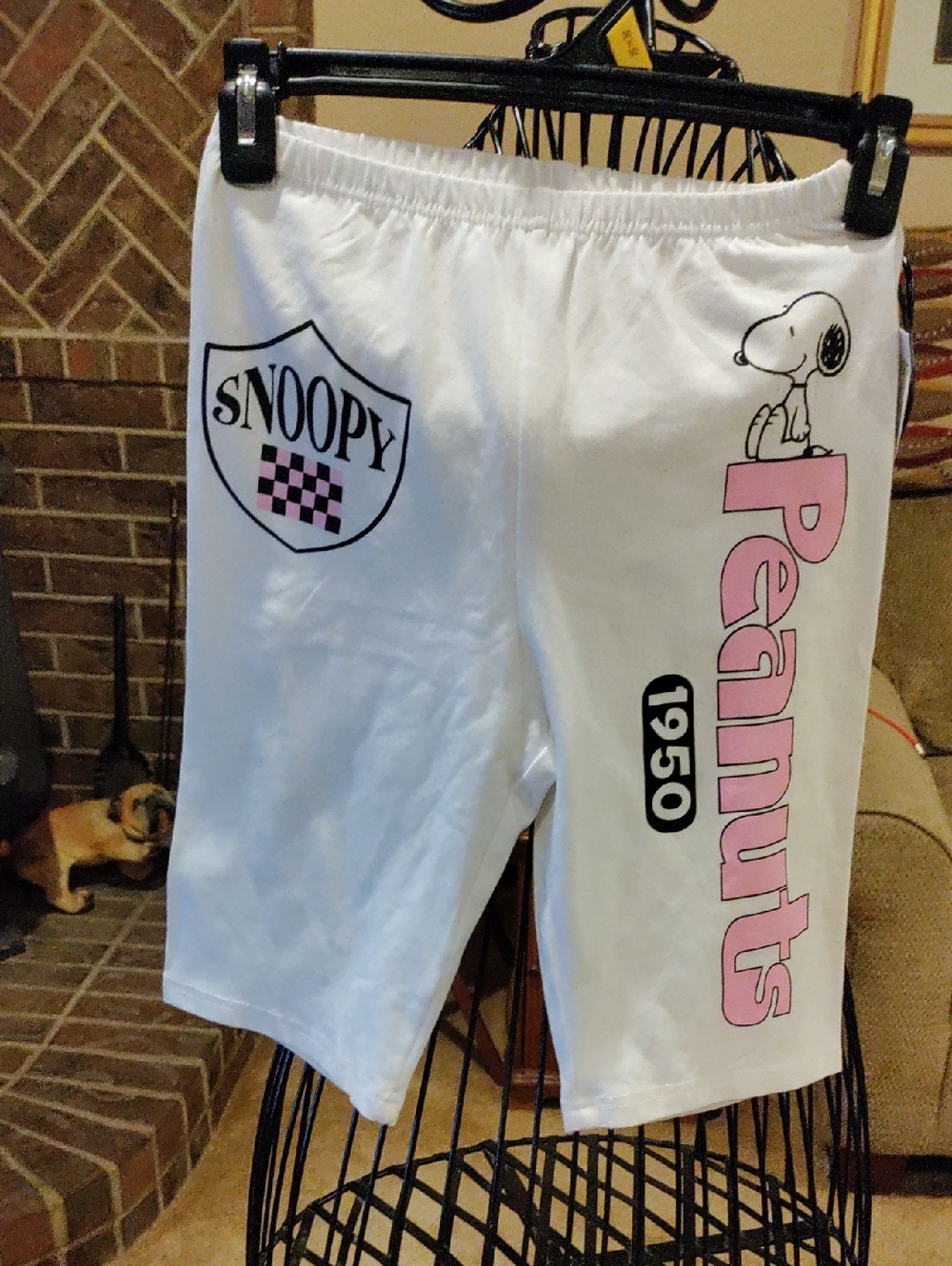 Peanuts White & Pink 1950  Snoopy Logo Bike Shorts